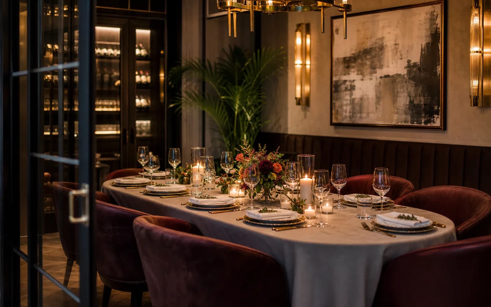 Private dining table set for a celebration